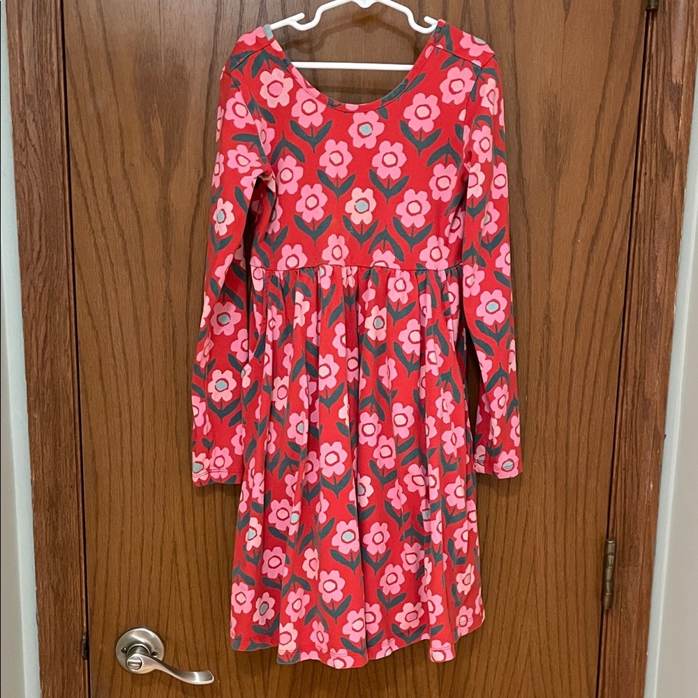 Hanna Andersson Girls Size 10 Pink and Red Floral Winter Dress holiday Christmas